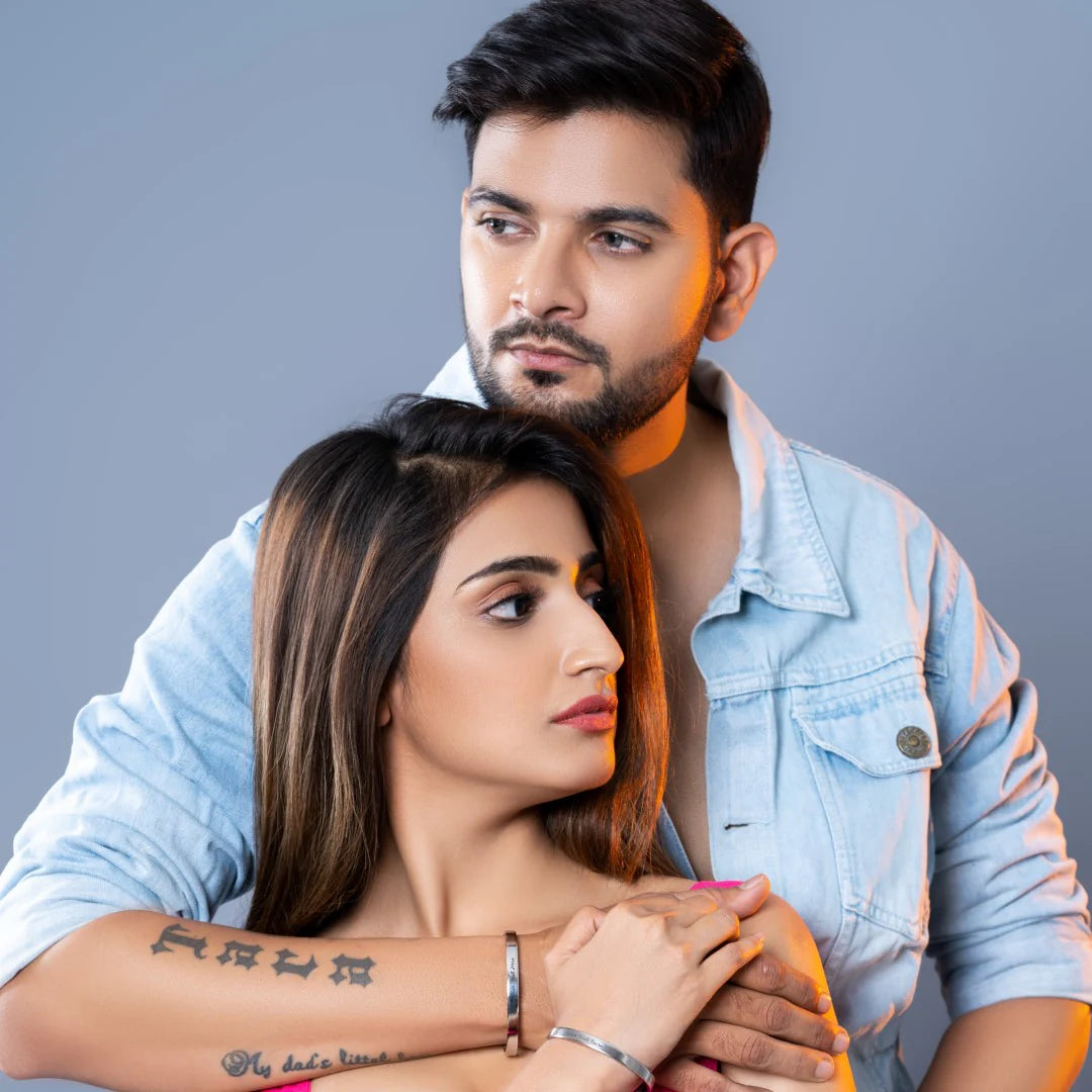 Personalize Couple Name Silver Kada