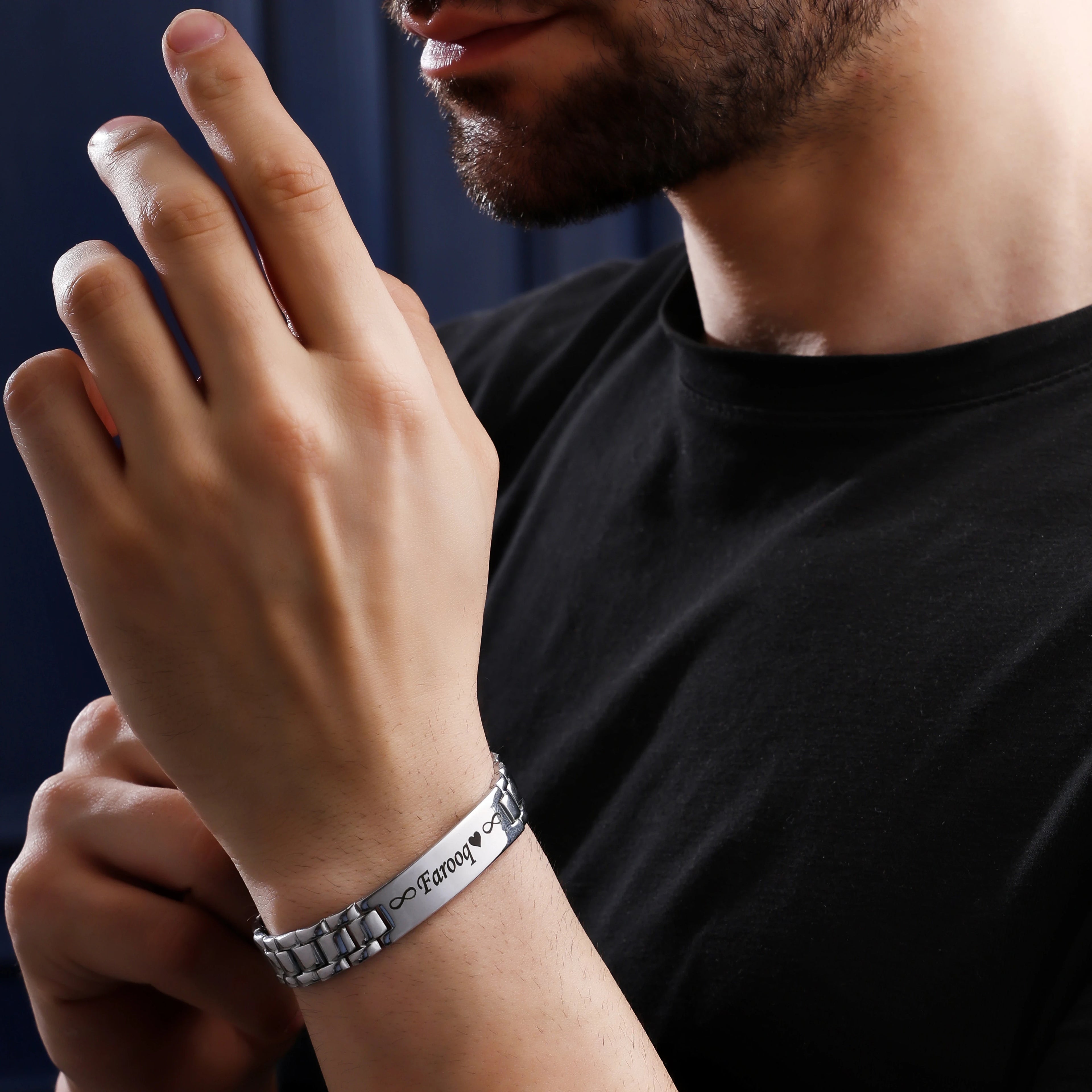 Personalize Name Silver Bracelet For Men