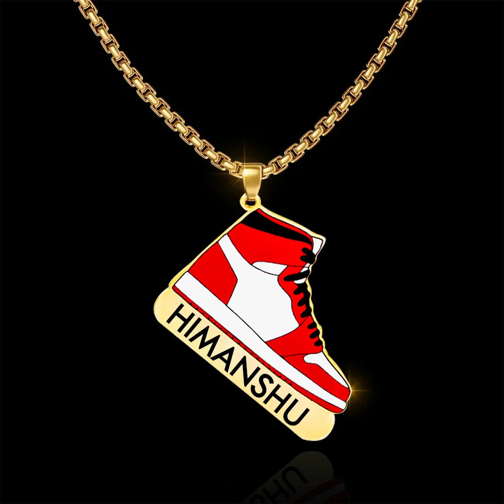 Personalize 24K Gold Plated Branded Sneaker Enamel Name Locket For Men