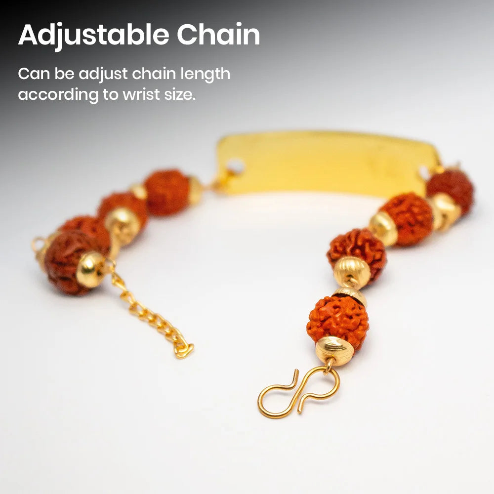 24K Gold Plated Personalized Cut Name Rudraksha Rakhi