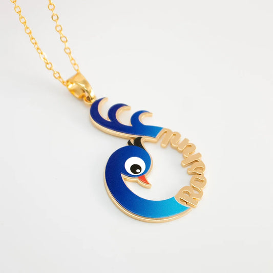 24K Gold Plated Personalize Peacock With Name Necklace