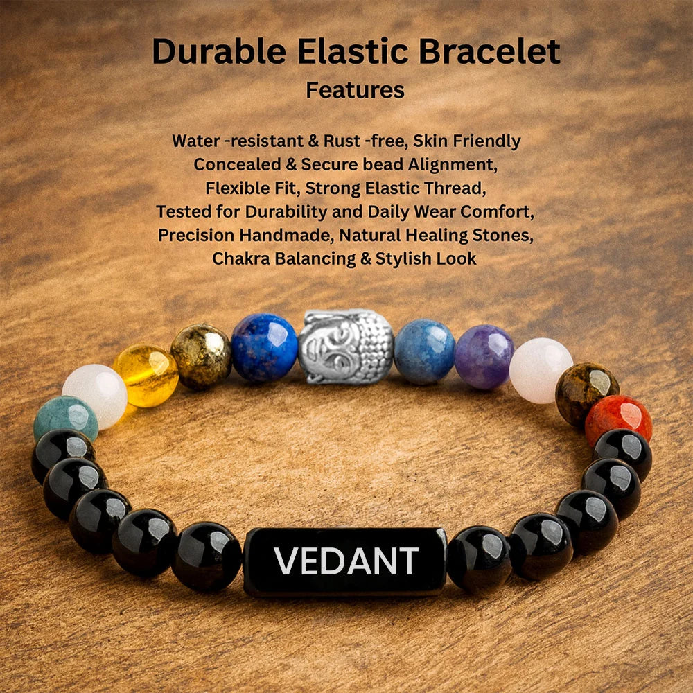Personalized Guardian Black Onyx 11 Chakra Bracelet | Lab Certified & Certified | Unisex