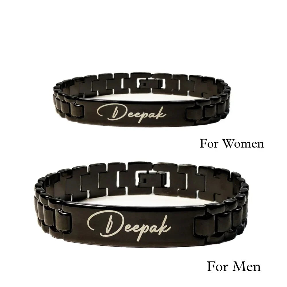 Personalize Couple Name Black Bracelet