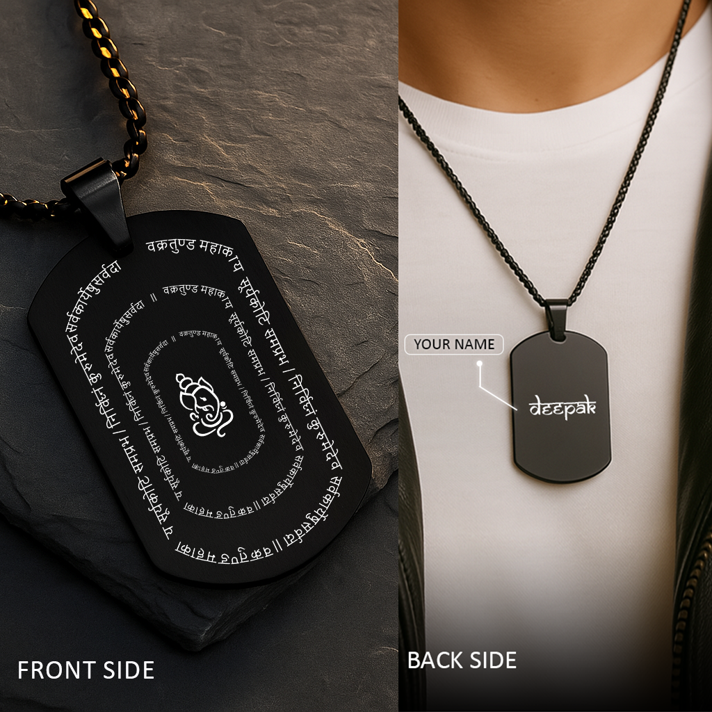 Personalized Ganpati Shlok MicroCarved Locket
