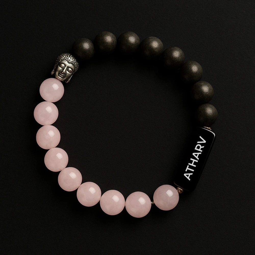 Personalized Natural Rose Pyrite Quartz Bracelet | Lab Certified & Certified | Unisex