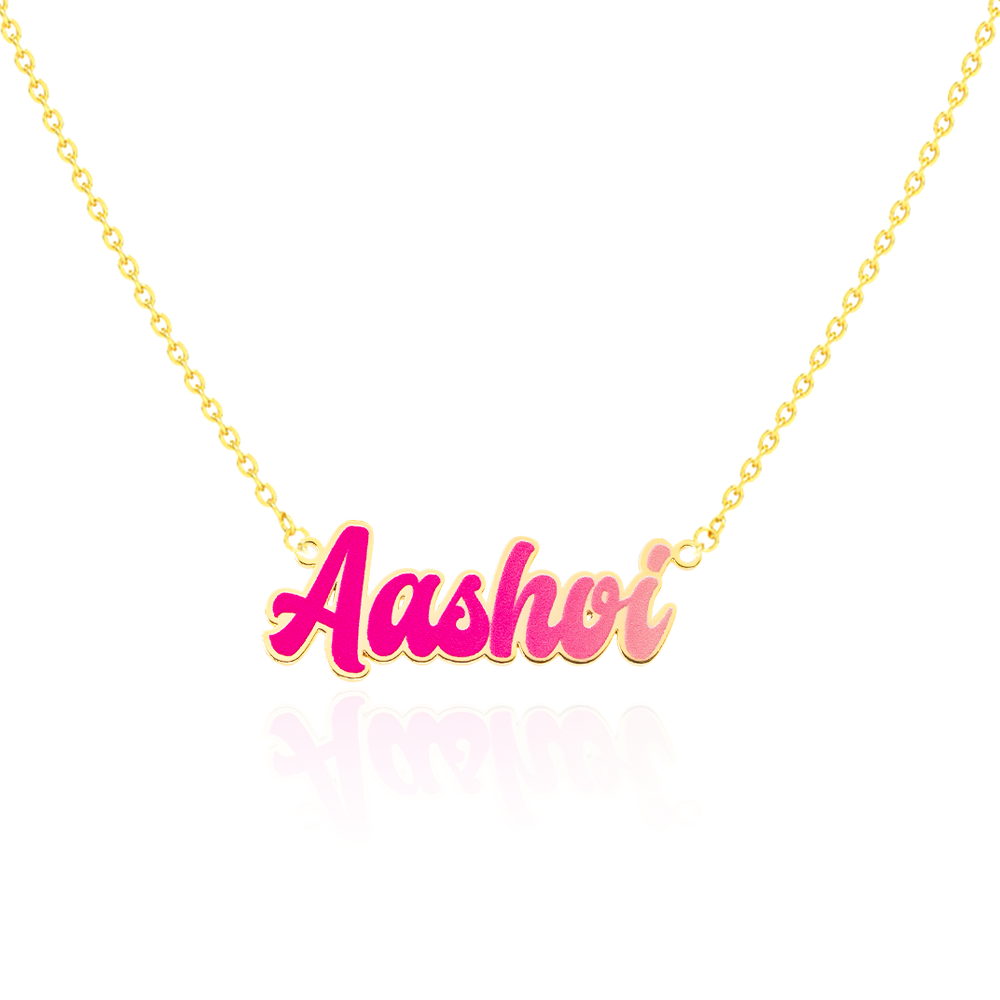 24K Gold Plated Personalize Gradient Colour Enamel Name Necklace