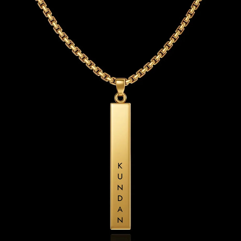 24K Gold Plated Personalize Vertical Engrave Name Locket