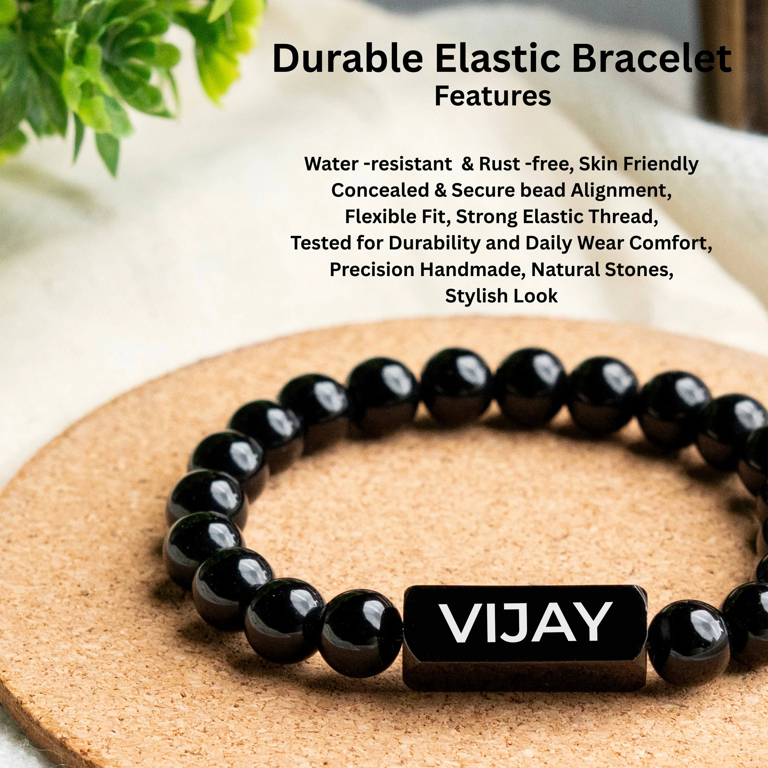 Personalized Black Onyx Stone Bracelet | Lab Certified & Certified | Unisex