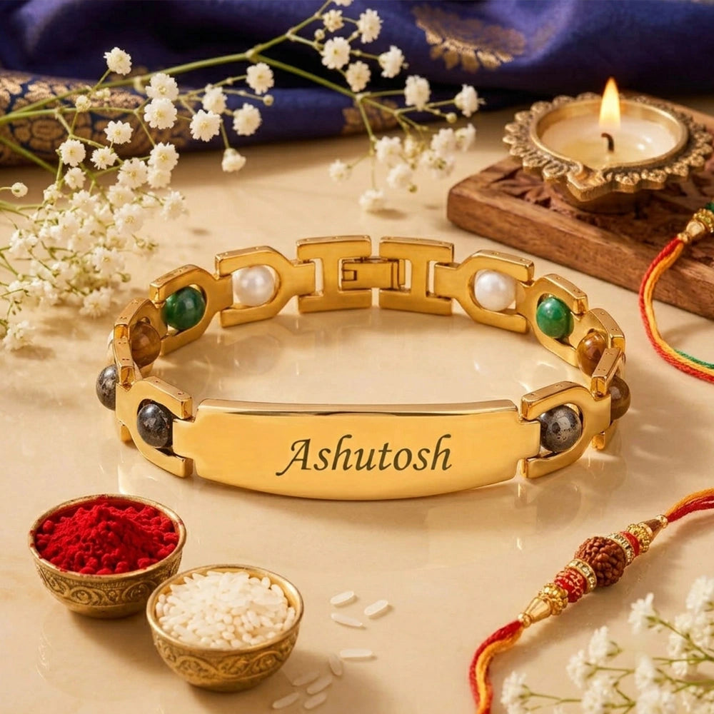 Personalized 24K Gold Plated Money Magnet Rakhi Style Bracelet | Lab Tested & Certified