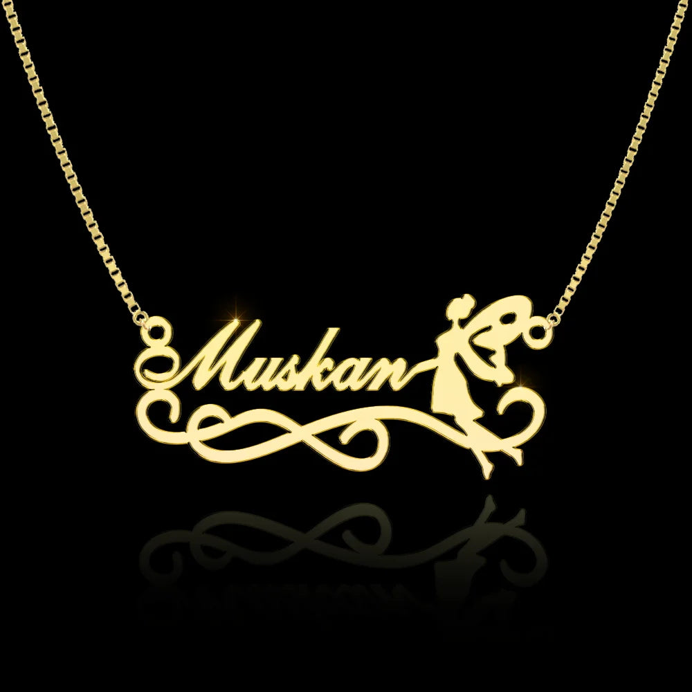 24K Gold Plated Personalize Name With Dream Fairy Necklace