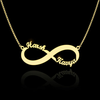 24K Gold Plated Personalize Couple Name in Infinity Design Necklace