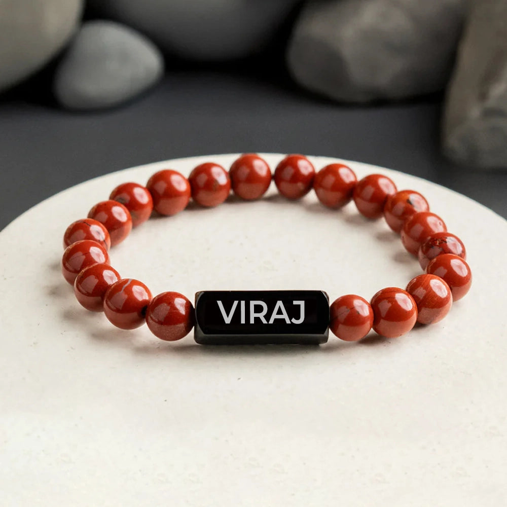 Personalized Red Jasper Stone Bracelet | Lab Certified & Certified | Unisex