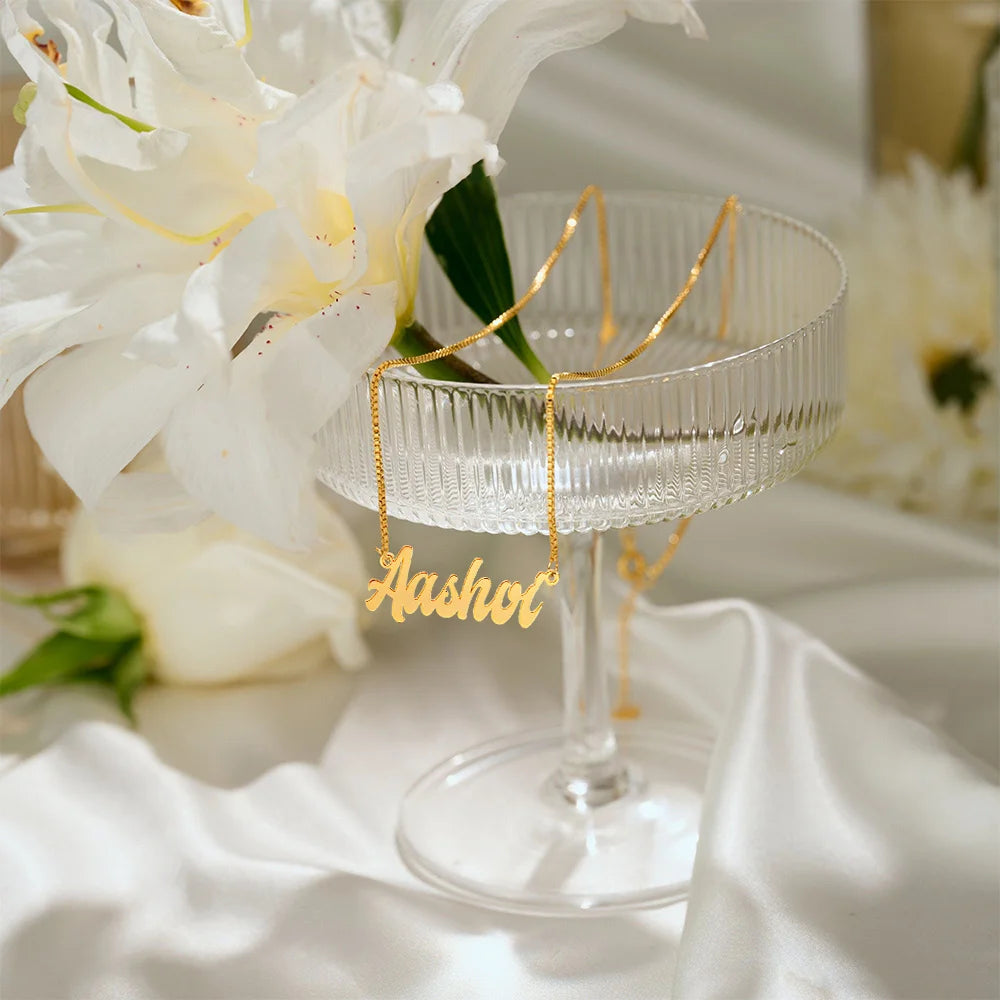24K Gold Plated Personalize Bold Style Name Necklace