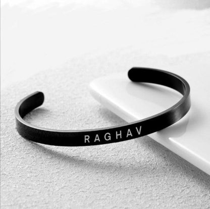 Personalize Name Silver Kada Mens