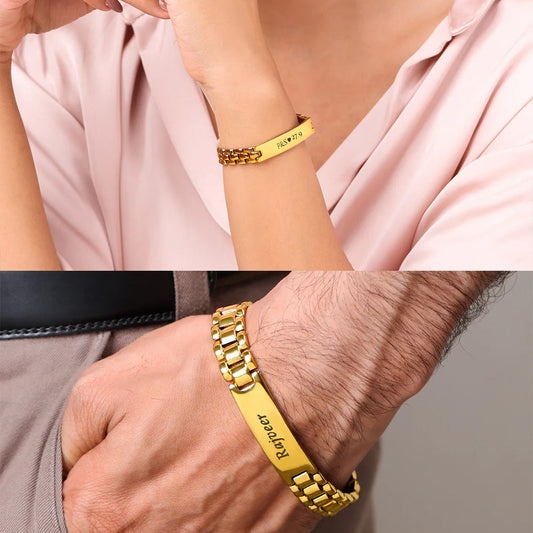 Personalize Couple Name Golden Bracelet