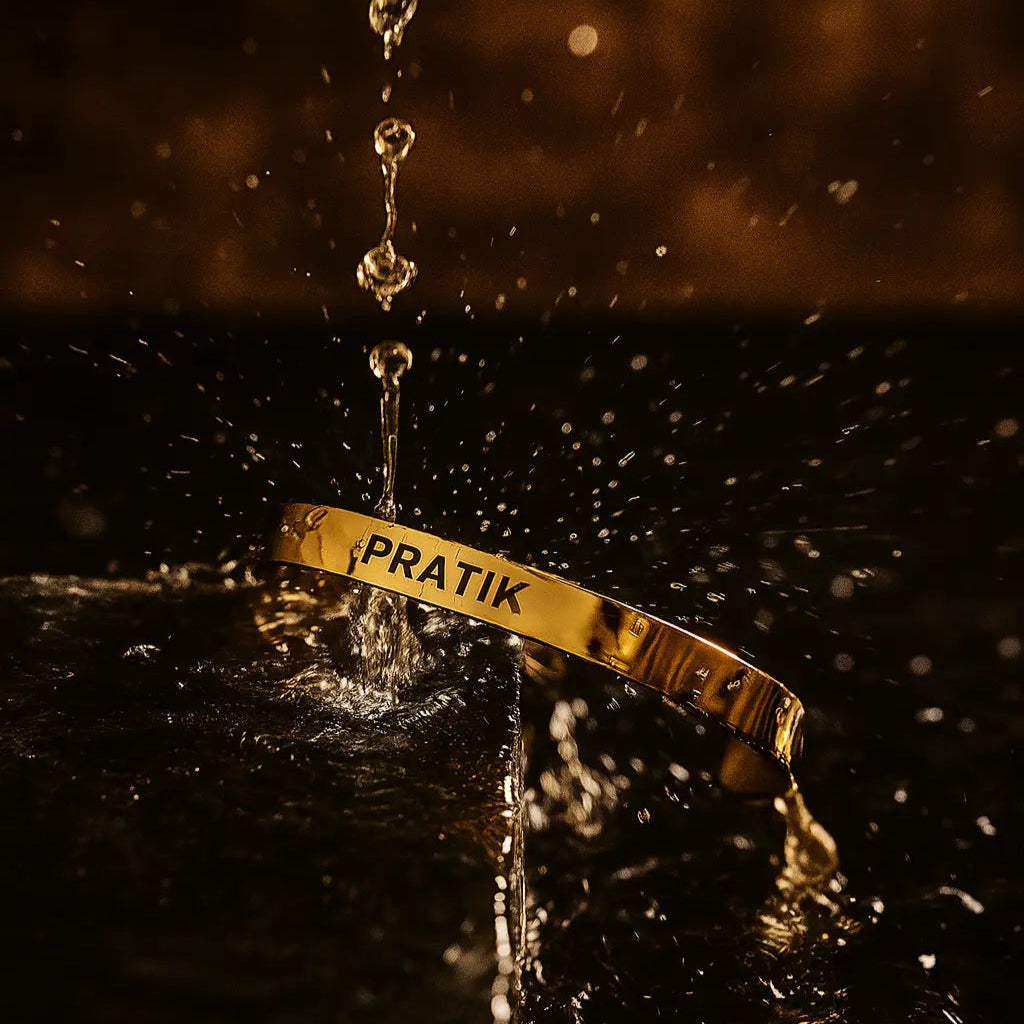 Personalize Name Kada Golden for Mens