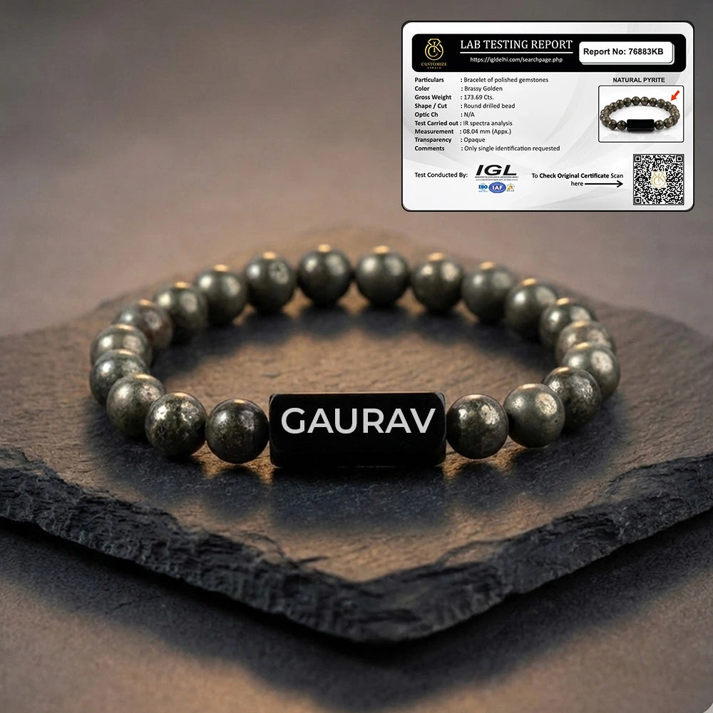 Personalized Raw Pyrite Bracelet | Lab Tested & Certified | Unisex