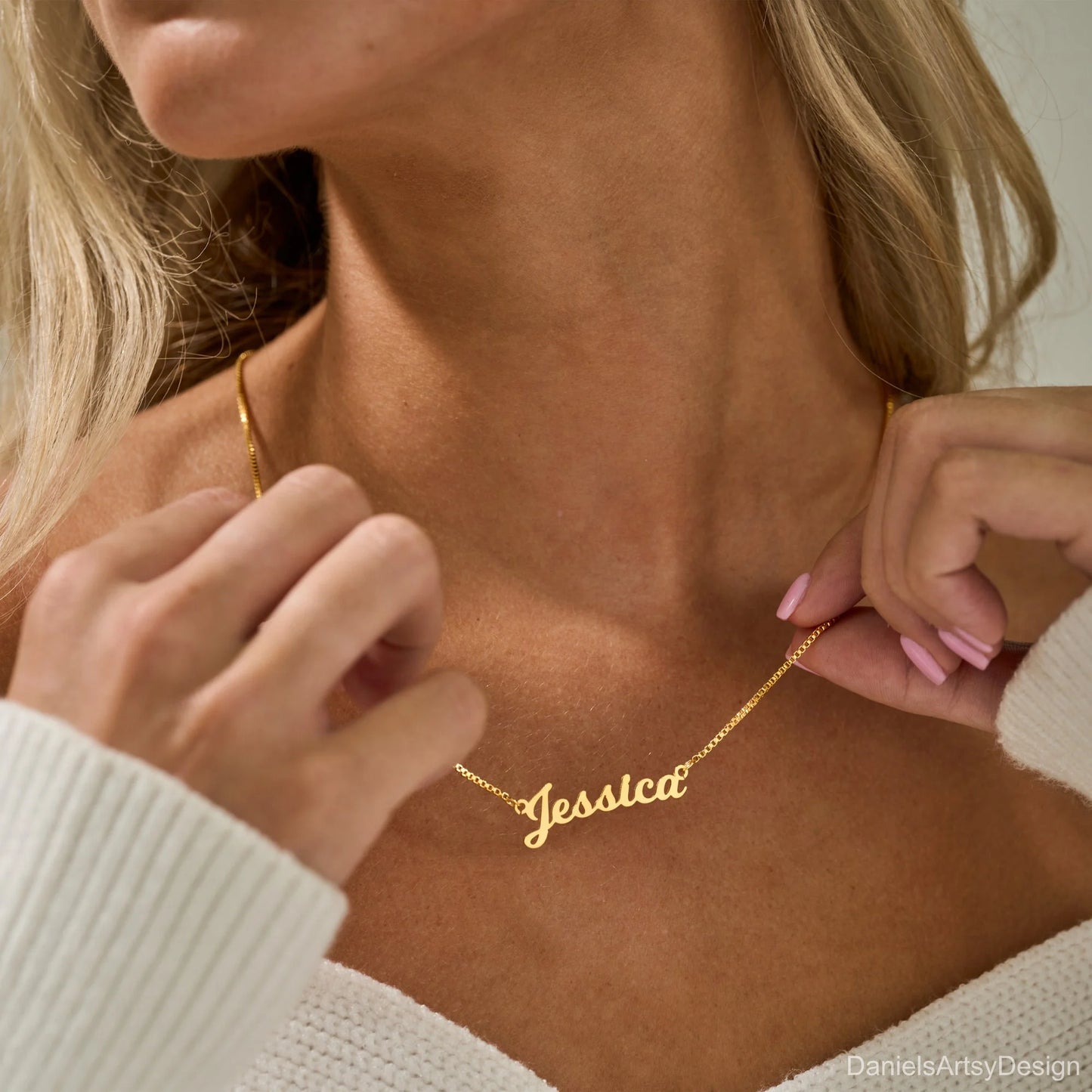 24K Gold Plated Personalize Stylish Single Name Necklace