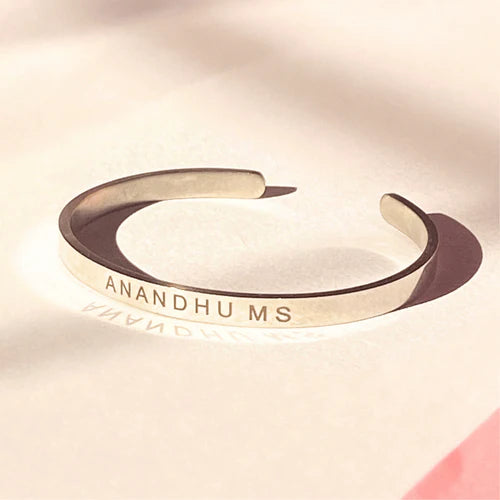 Personalize Name Silver Kada Mens