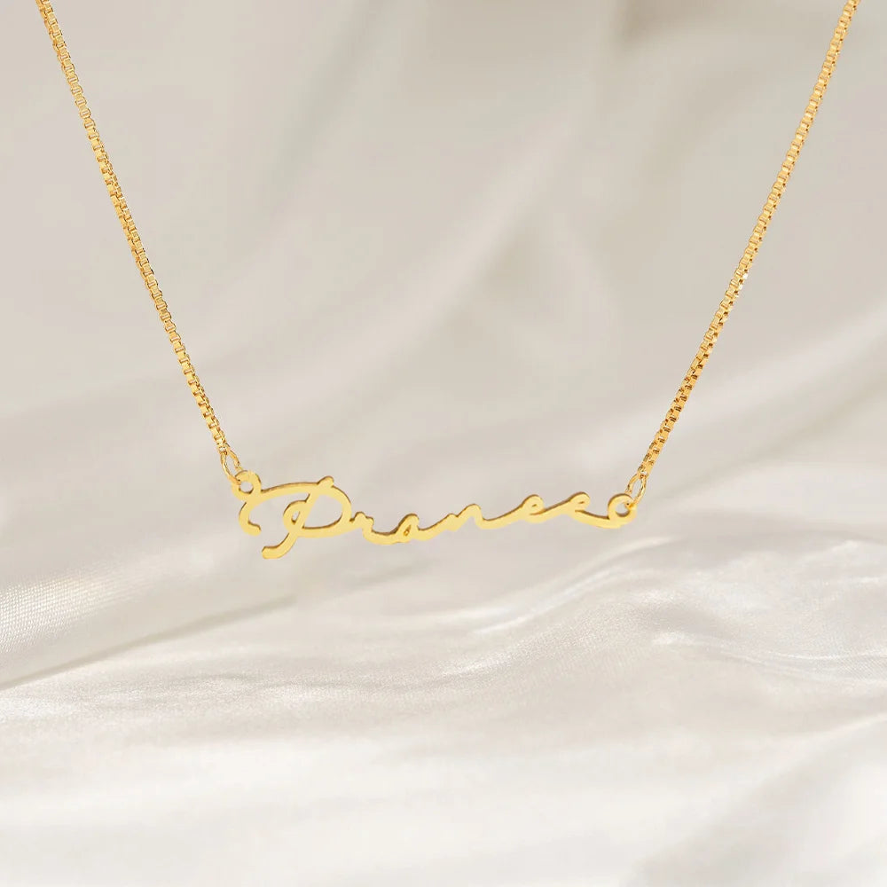 24K Gold Plated Personalize Autumn Chant Design Name Necklace