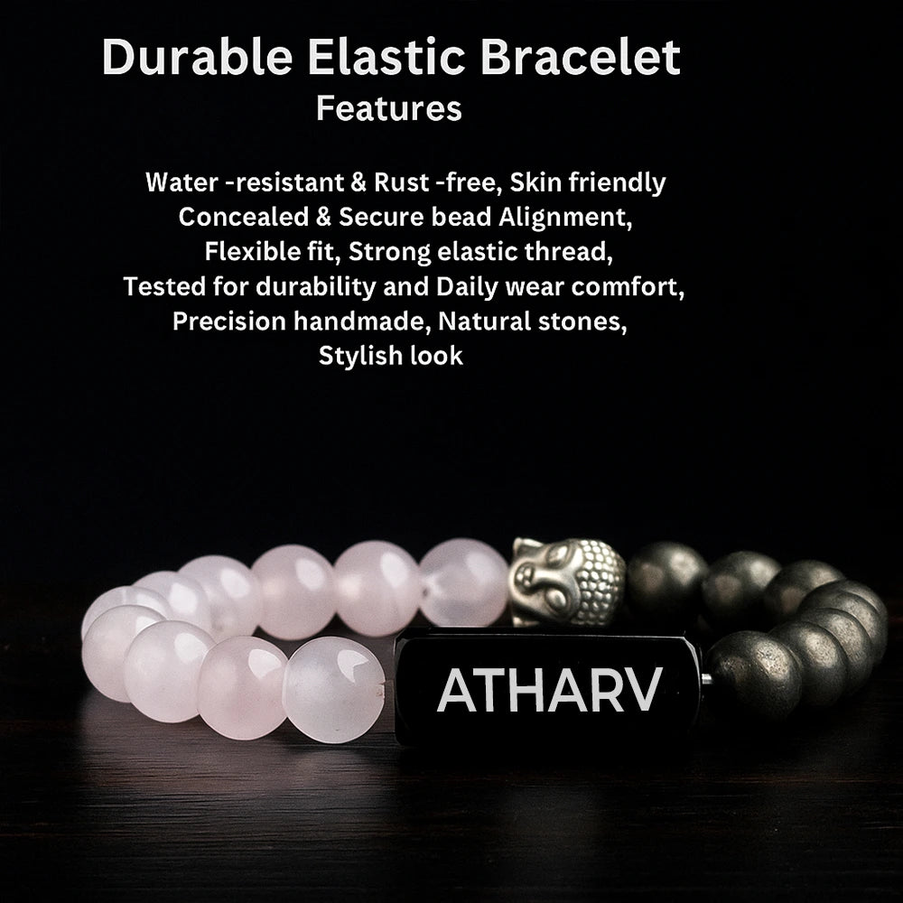 Personalized Natural Rose Pyrite Quartz Bracelet | Lab Certified & Certified | Unisex