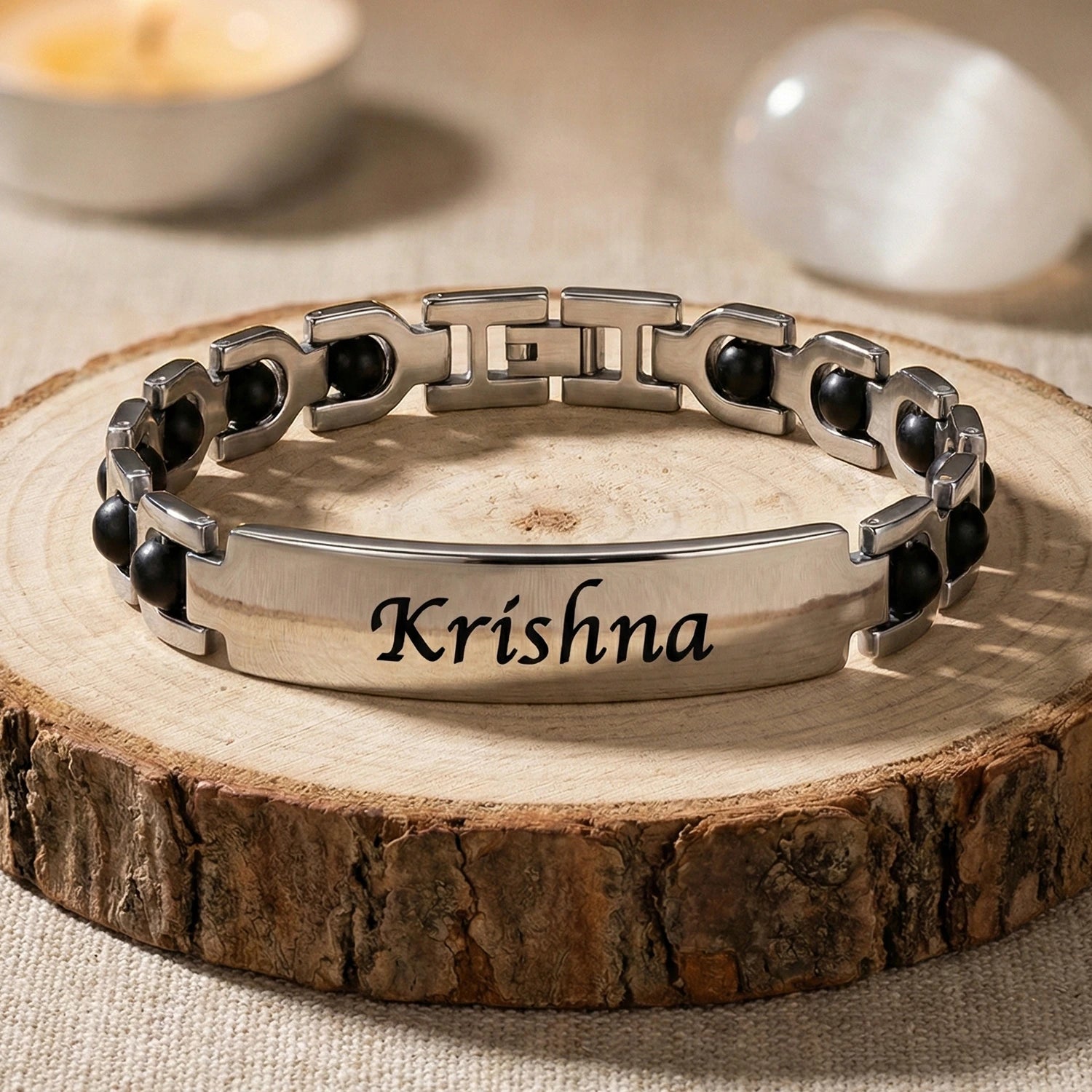 Personalized Karungali Name Bracelet With Lab Tested Certifcate Card | 1 Year Color Warranty