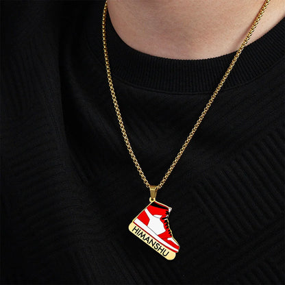 Personalize 24K Gold Plated Branded Sneaker Enamel Name Locket For Men