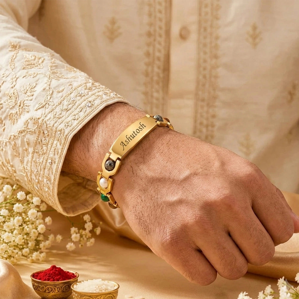Personalized 24K Gold Plated Money Magnet Rakhi Style Bracelet | Lab Tested & Certified