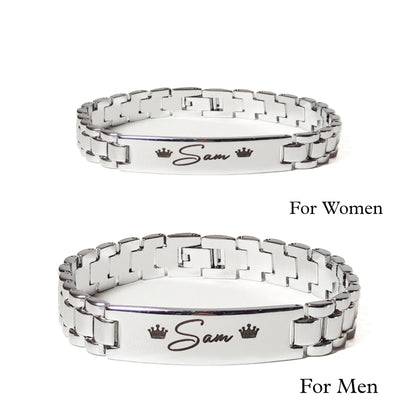 Personalize Couple Name Silver Bracelet