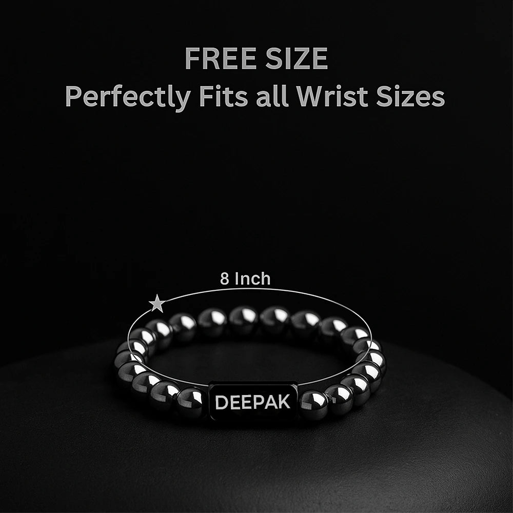 Personalized Silver Hematite Bracelet | Lab Certified & Certified | Unisex