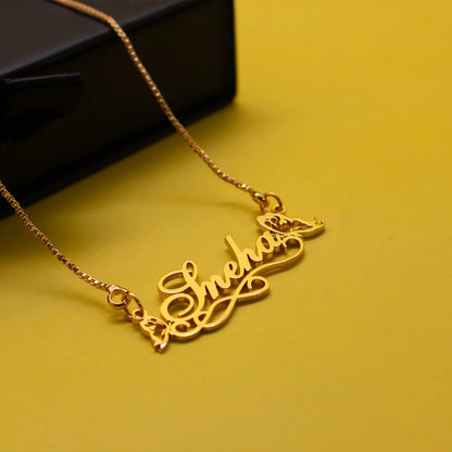 24K Gold Plated Personalize Single Name With Butterflies Necklace