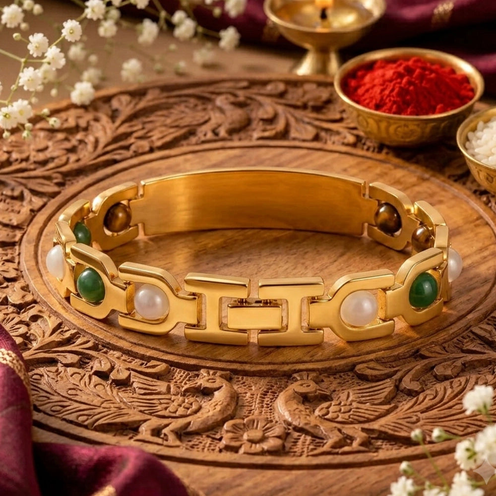 Personalized 24K Gold Plated Money Magnet Rakhi Style Bracelet | Lab Tested & Certified