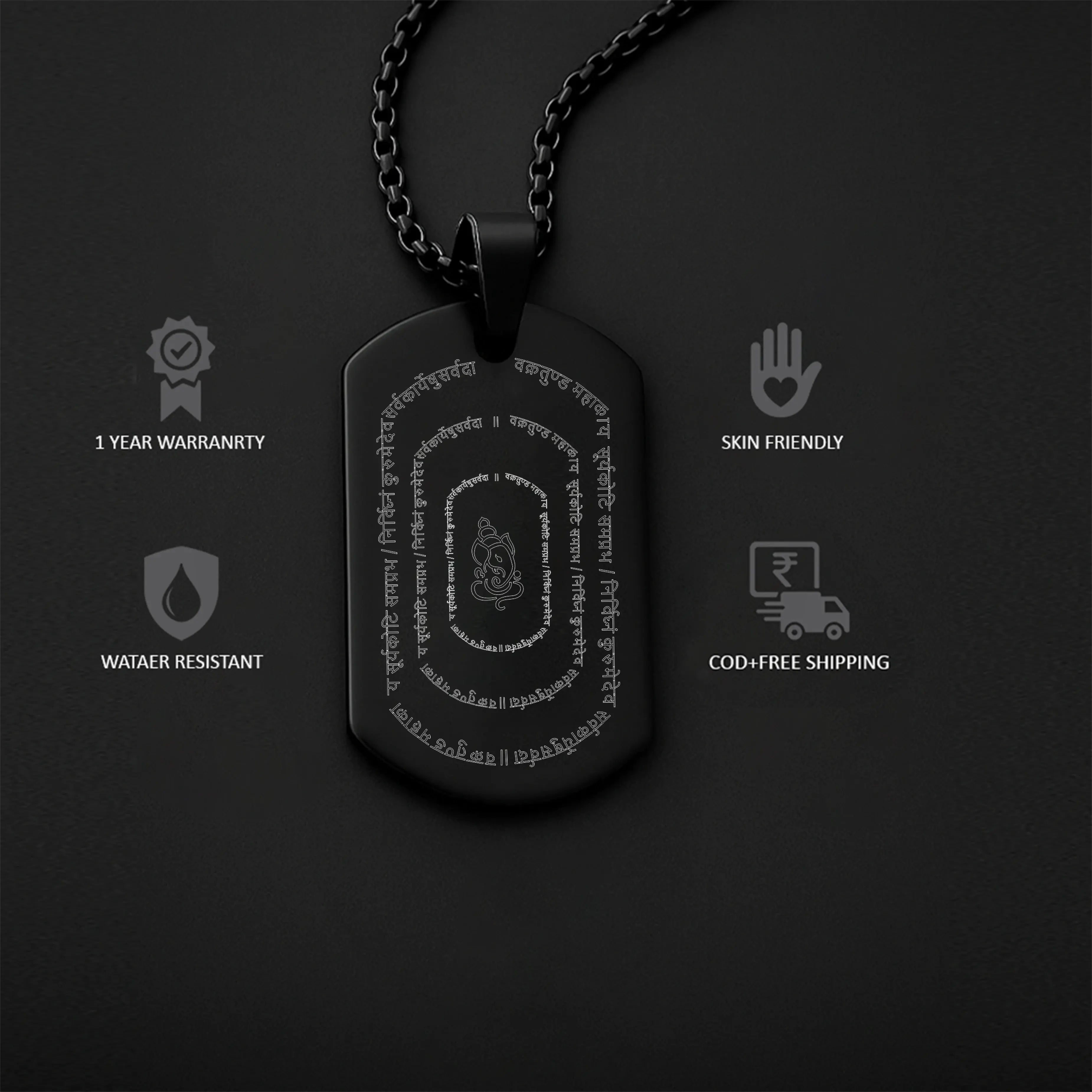 Personalized Ganpati Shlok MicroCarved Locket