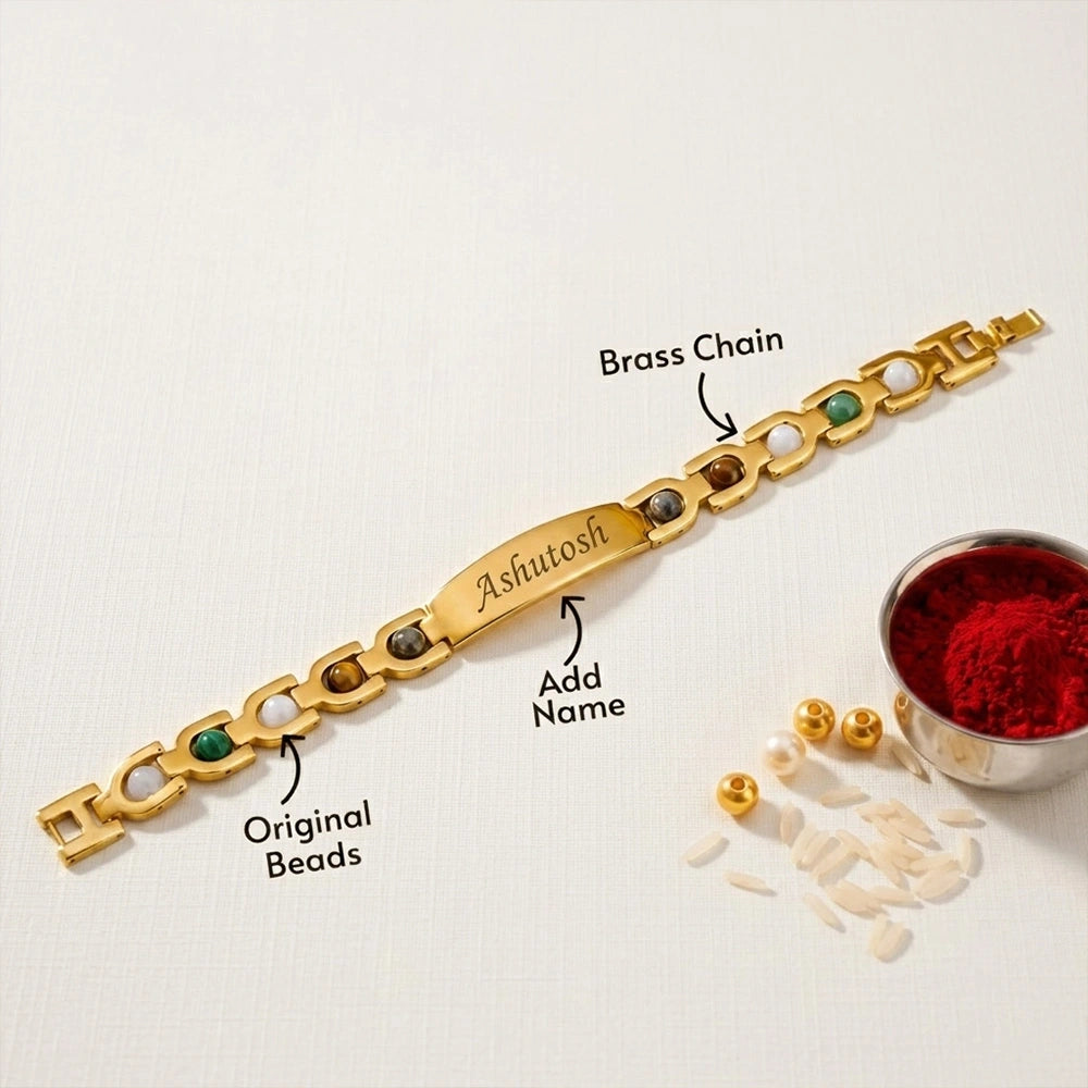 Personalized 24K Gold Plated Money Magnet Rakhi Style Bracelet | Lab Tested & Certified