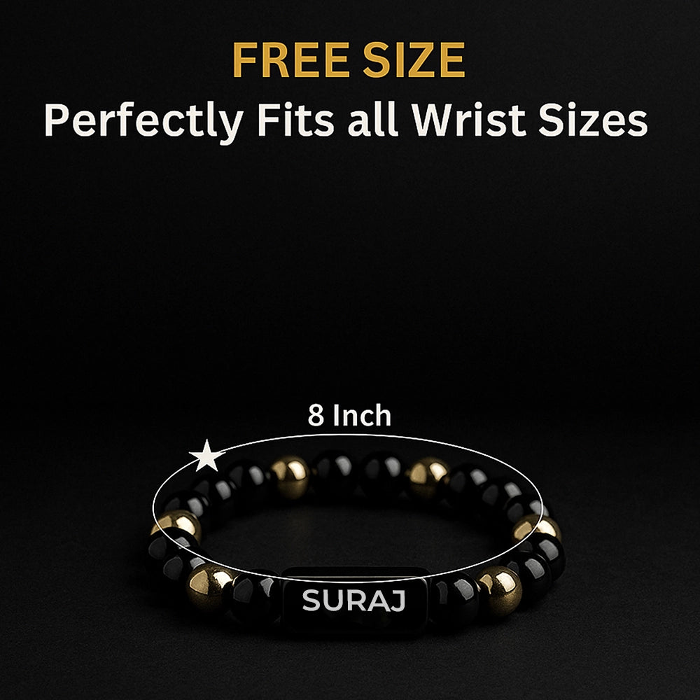 Personalized Black Onyx & Goldstone Bracelet | Lab Certified & Certified | Unisex