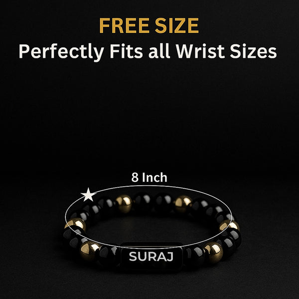 Personalized Black Onyx & Goldstone Bracelet | Lab Certified & Certified | Unisex