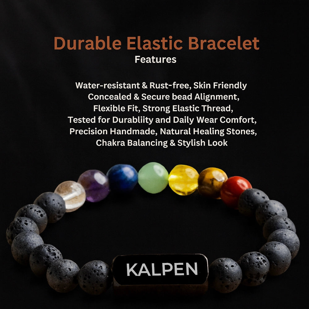 Personalized 7 Chakra Lava Bracelet | Lab Certified & Certified | Unisex
