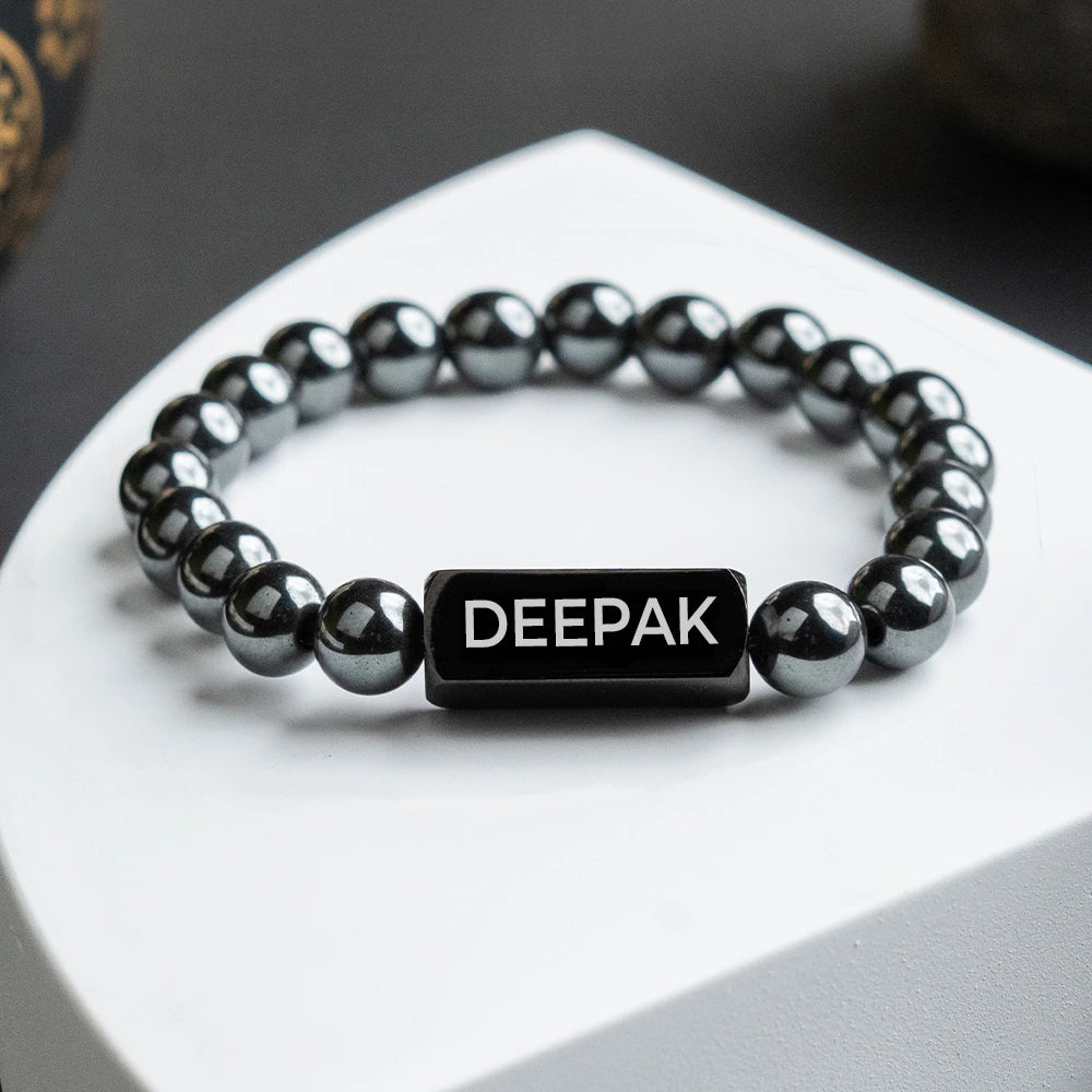Personalized Silver Hematite Bracelet | Lab Certified & Certified | Unisex