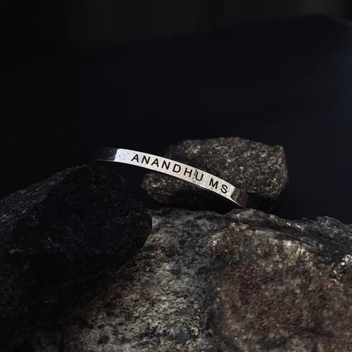 Personalize Name Silver Kada Mens