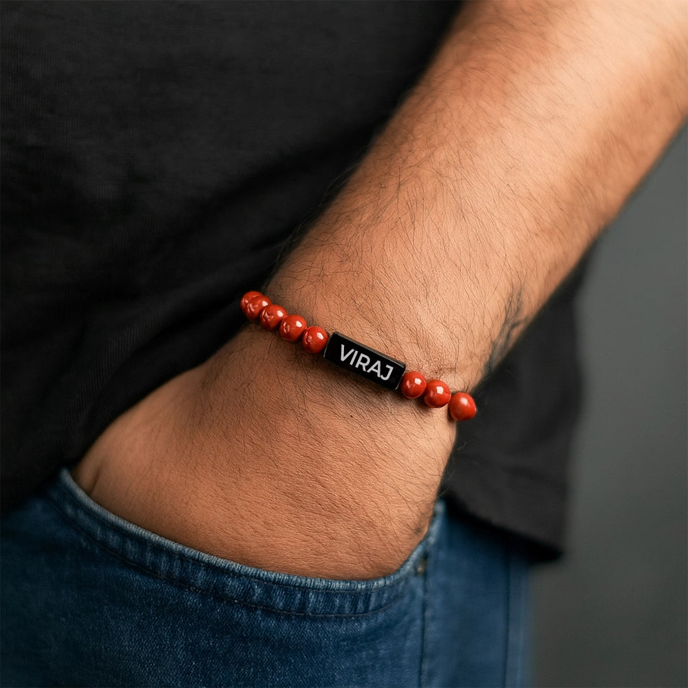 Personalized Red Jasper Stone Bracelet | Lab Certified & Certified | Unisex