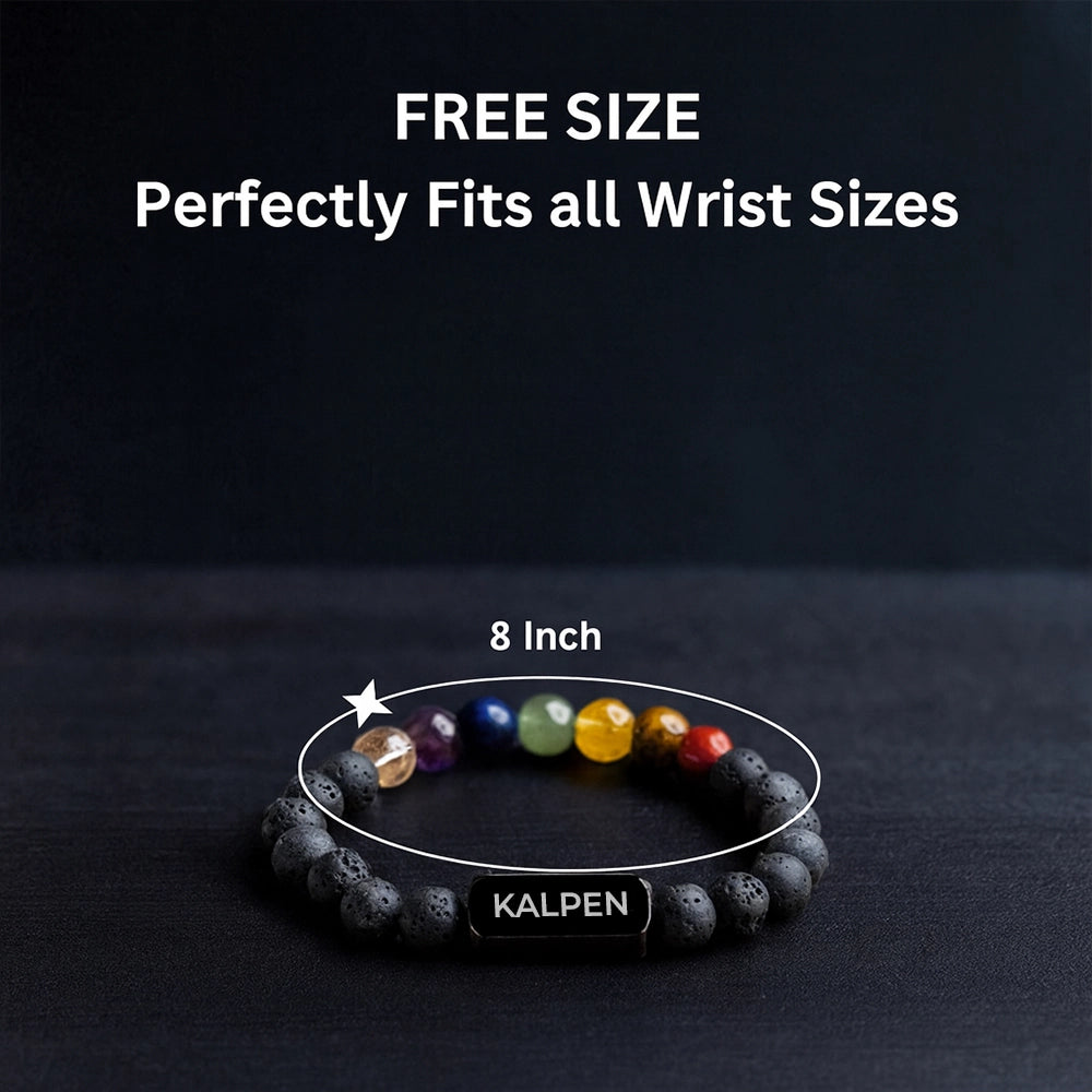 Personalized 7 Chakra Lava Bracelet | Lab Certified & Certified | Unisex