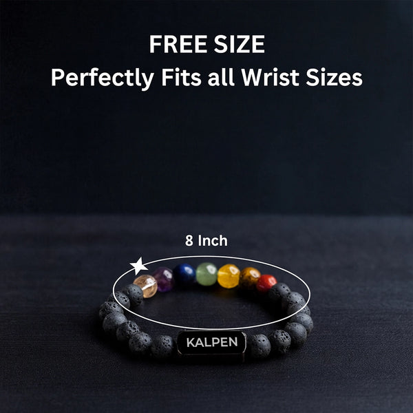 Personalized 7 Chakra Lava Bracelet | Lab Certified & Certified | Unisex