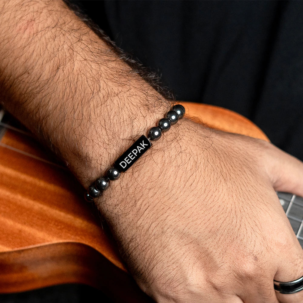 Personalized Silver Hematite Bracelet | Lab Certified & Certified | Unisex