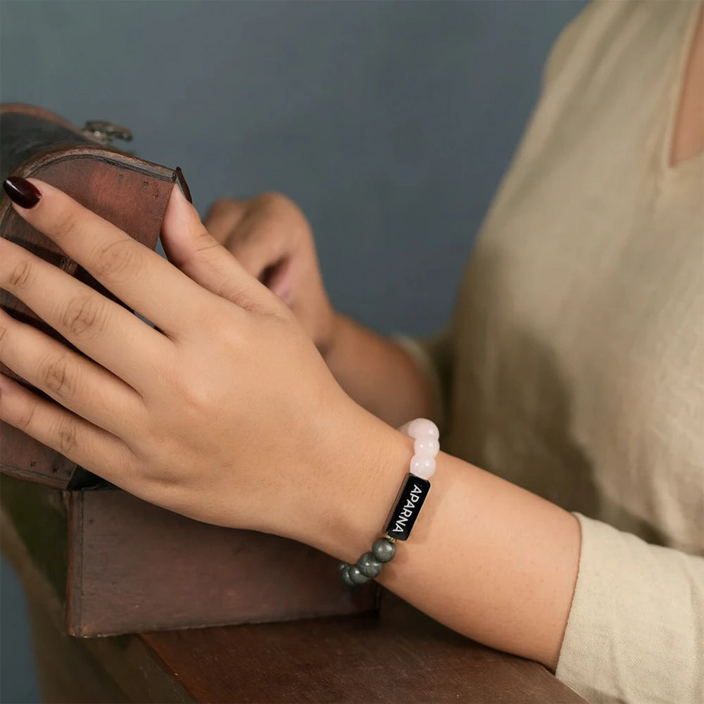 Personalized Natural Rose Pyrite Quartz Bracelet | Lab Certified & Certified | Unisex