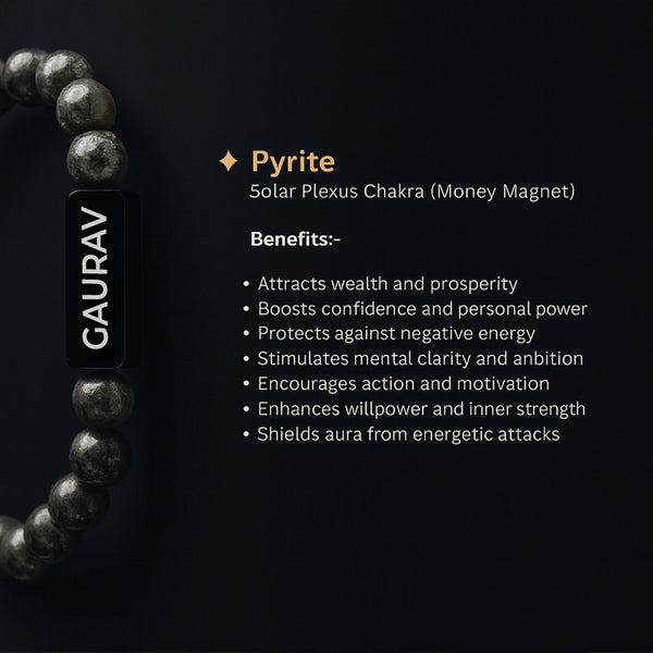 Personalized Raw Pyrite Bracelet | Lab Tested & Certified | Unisex