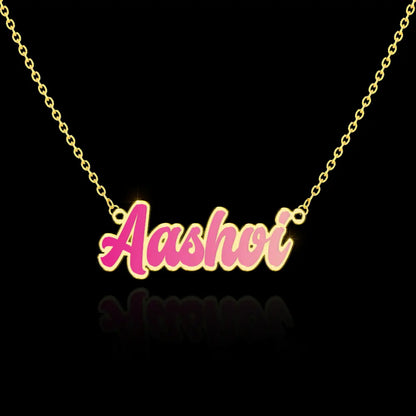 24K Gold Plated Personalize Gradient Colour Enamel Name Necklace