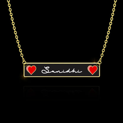 24K Gold Plated Personalize Double Heart Enamel Name Necklace