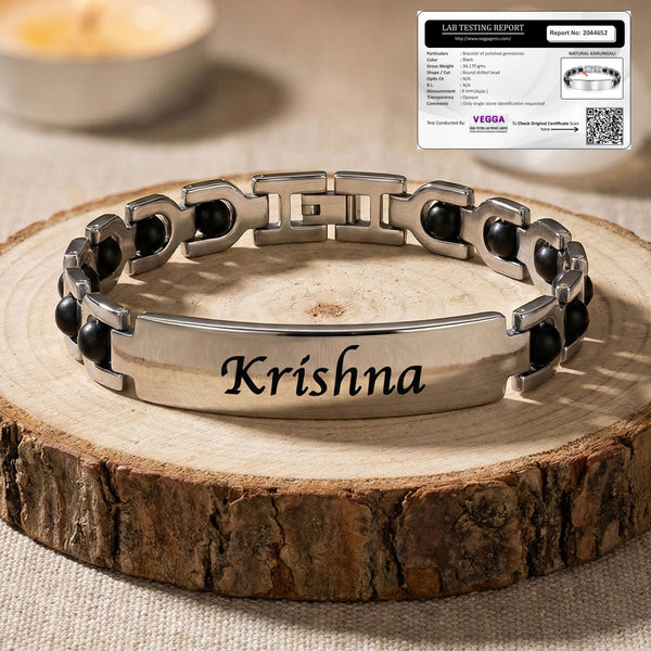Personalized Karungali Name Bracelet Style Rakhi | Lab Tested & Certified | 1 Year Color Warranty