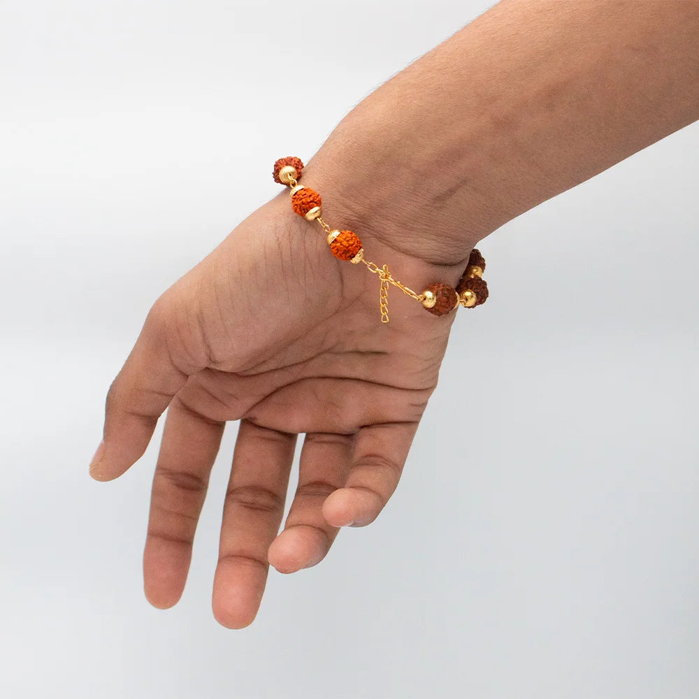 24K Gold Plated Personalized Cut Name Rudraksha Rakhi