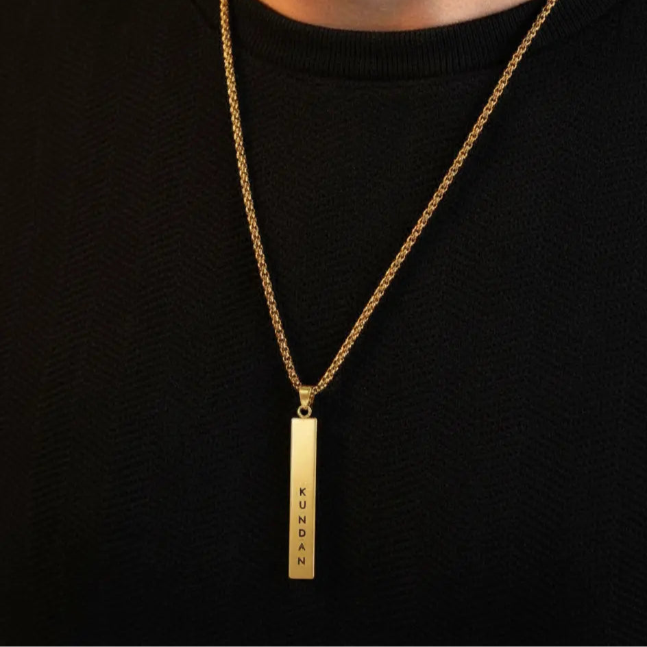 Dm Name Locket 24K Gold Plated Personalize Vertical Engrave Name Locket – CustomizeKaralo